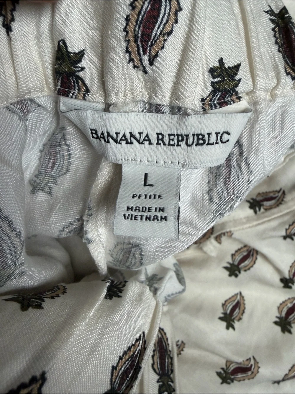 Banana Republic Wide-Leg Viscose Linen Pull-On Pants- L & Tie-Neck‎ Top Size M